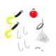 Zebco Pond Fishing Tackle Dial Pack 14 Pieces Hooks Sinkers Bobber Jig Heads Inline Spinner Paddle Tail Grubs Rotating Carabiner Rotating Locking