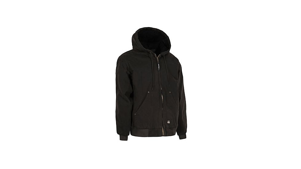 Berne Original Washed Hooded Jacket - Quilt Lined- - Mens, Black, Small, Regular, 92021367491