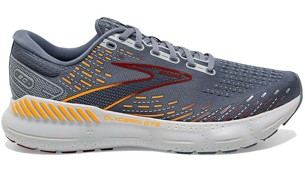 Brooks Glycerin GTS 20 Running Shoes - Mens, Grey/Chili Oil/Orange, 9.5, 1103831D034.095