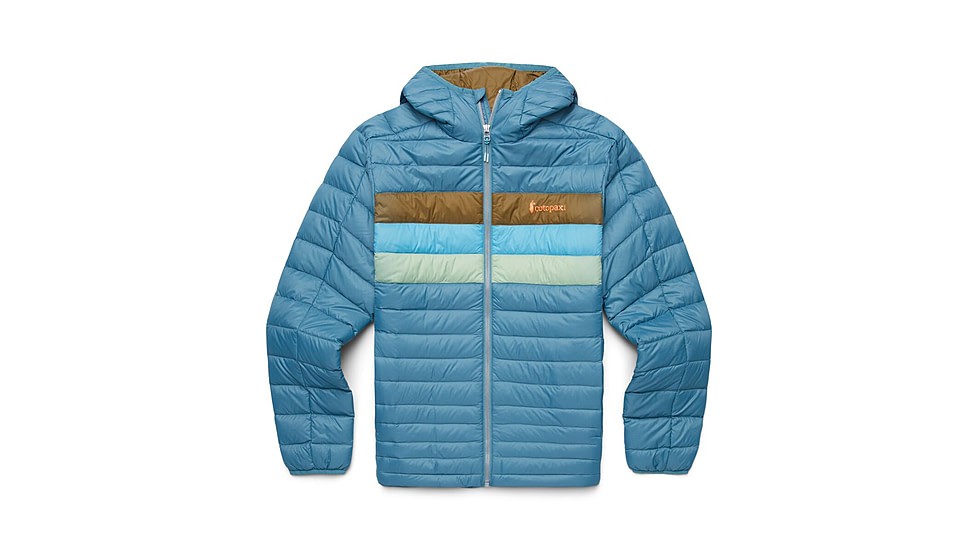 Cotopaxi Fuego Down Hooded Jacket - Mens, Blue Spruce Stripes, Large, FDJ-F23-BLSPC-M-L