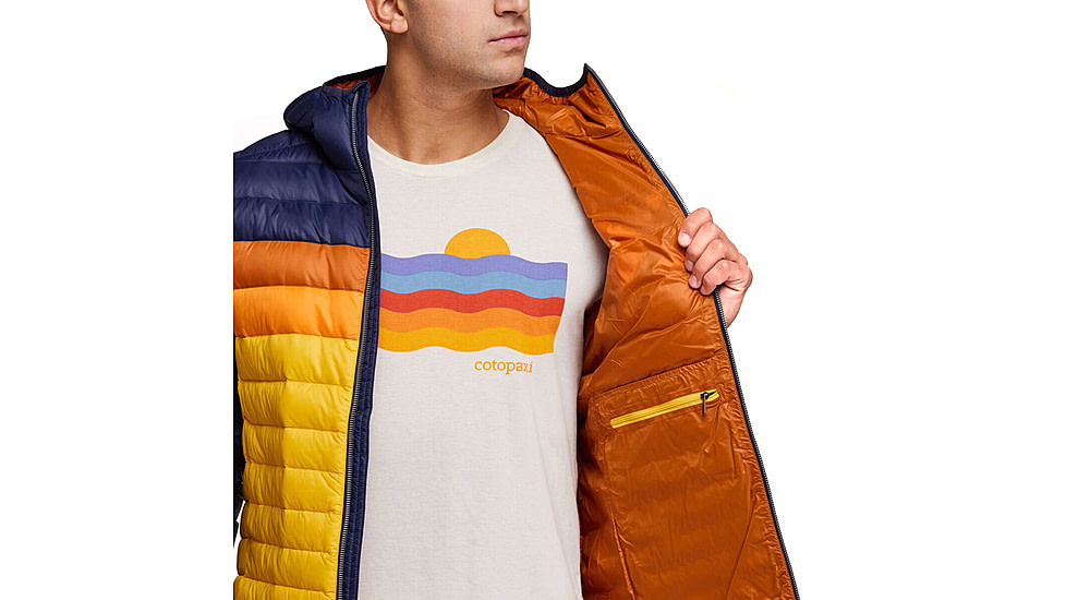 Cotopaxi Fuego Down Hooded Jacket - Mens, Maritime &amp; Sunset, Extra Small, FDJ-S23-MTMSU-M-XS
