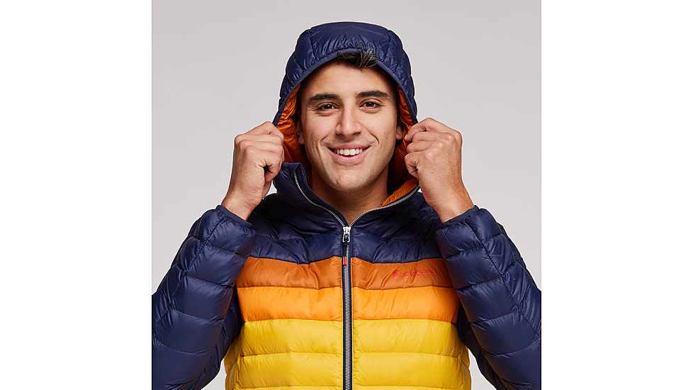 Cotopaxi Fuego Down Hooded Jacket - Mens, Maritime/Sunset, Large, FDJ-S23-MTMSU-M-L