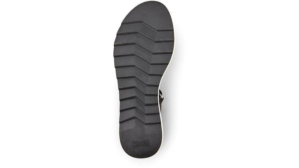 Cougar Hibiscus Leather Wedge Womans Sandals, Black, 11, Hibiscus-Black-11