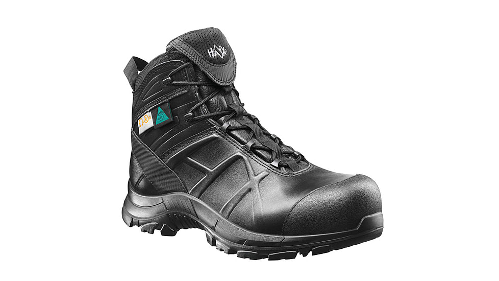 HAIX Mens Black Eagle Safety 52 Mid Waterproof Leather Boots, Wide, Black, 9.5 620006W-9.5