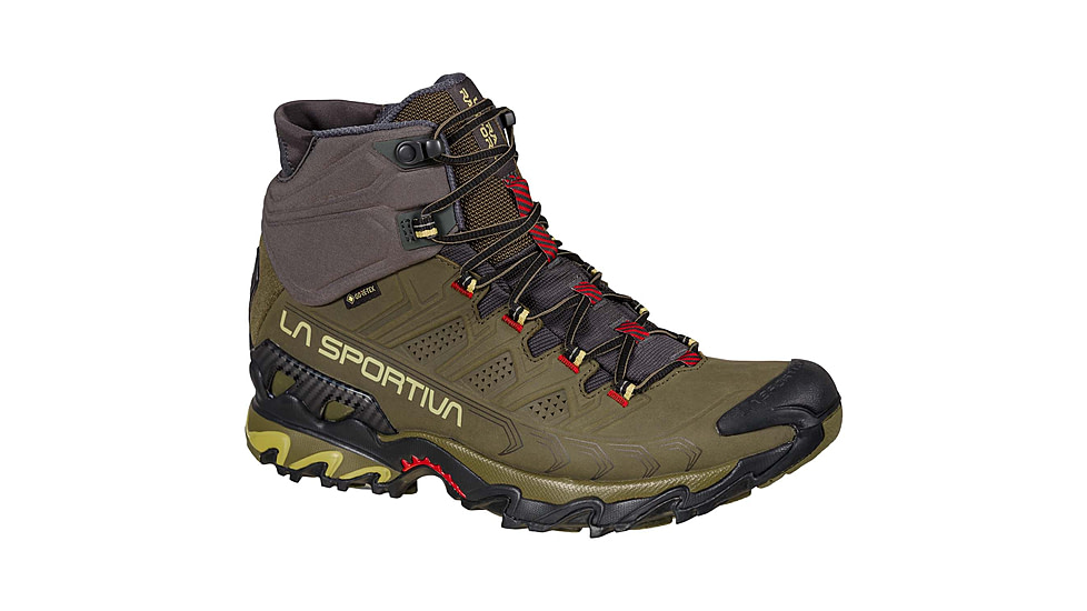 La Sportiva Ultra Raptor II Mid Leather GTX Hiking Shoes - Mens, Ivy/Tango Red, 49, 34J-810317-49