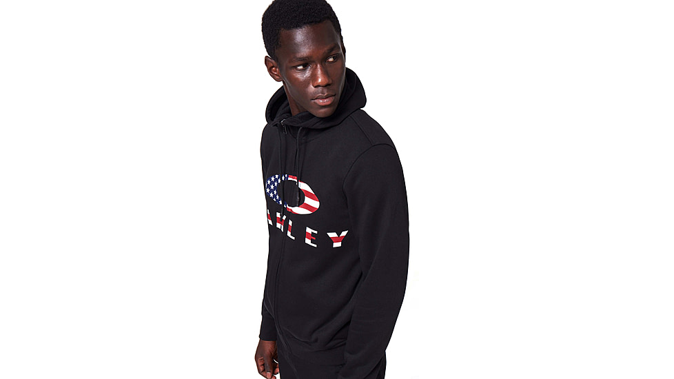 Oakley SI Bark FZ Hoodie - Mens, Black/American Flag, S, 461643-01VS-S