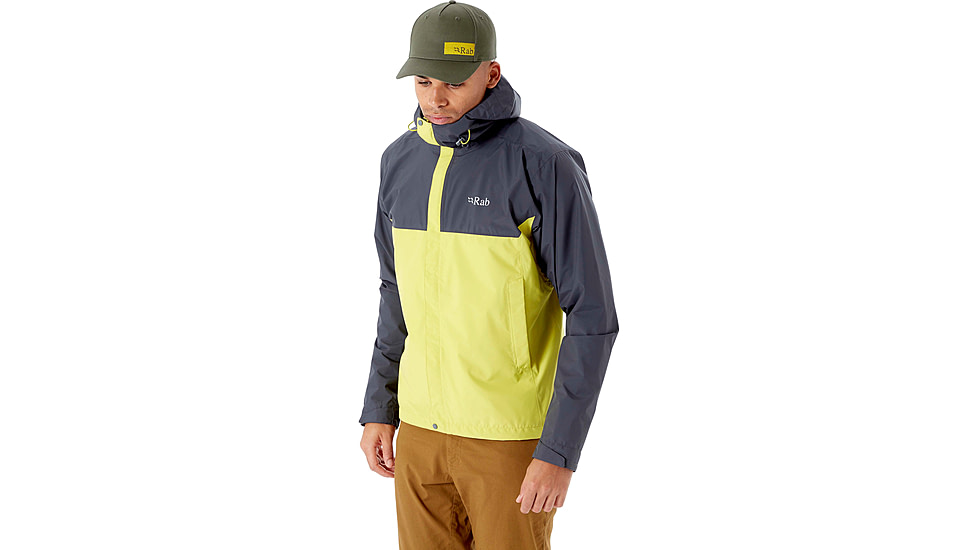 Rab Downpour Eco Jacket - Mens, Graphene/Zest, Large, QWG-82-GZ-L