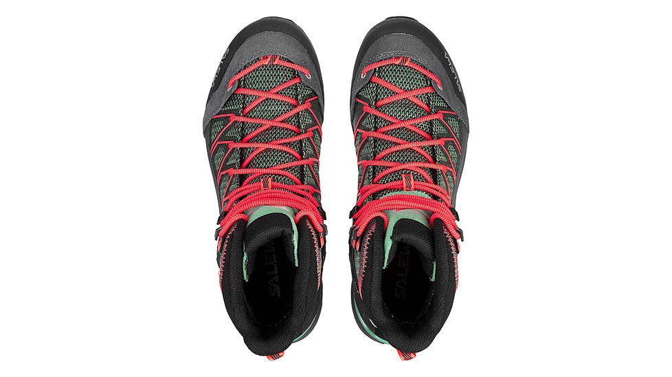 Salewa MTN Trainer Lite Mid GTX Hiking Shoes - Womens, Feld Green/Fluo Coral, 10, 00-0000061360-5585-10