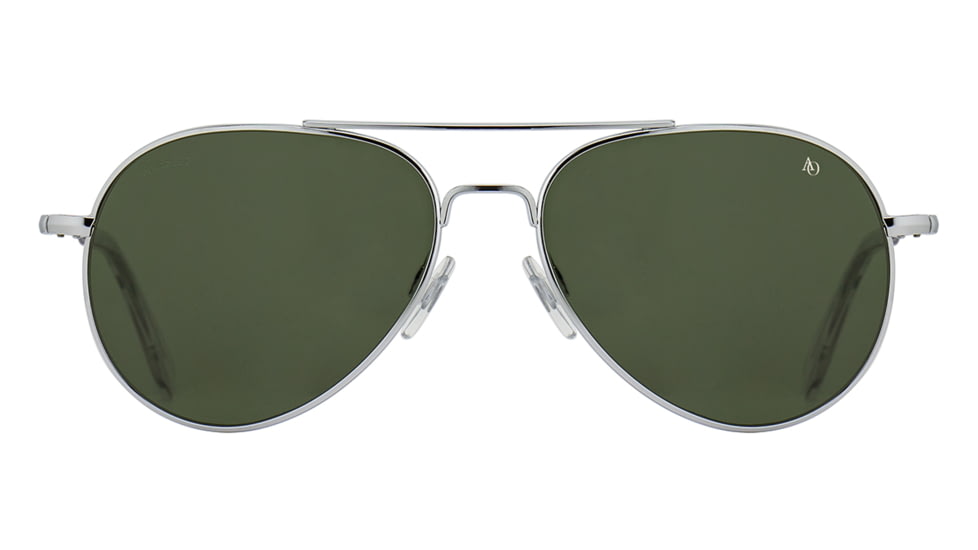 AO General Sunglasses, Silver, Calobar Green SkyMaster Glass Lenses, Polarized, 55-14-140 B47, GEN255STSMGNG-P