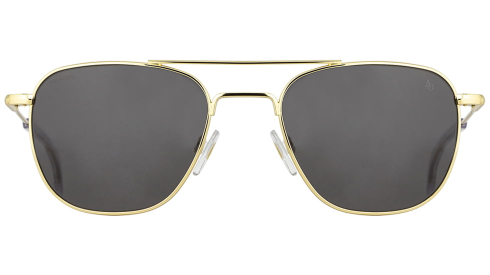 AO Original Pilot Sunglasses, Gold Frame, 52 mm Gray AOLite Nylon Lenses, Standard Temple, Polarized, 738921549420