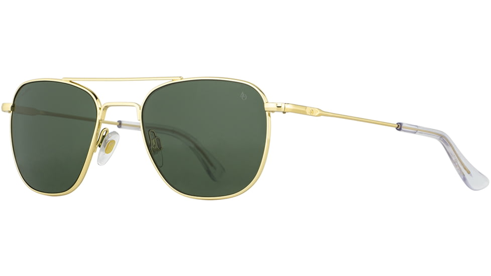 AO Original Pilot Sunglasses, Gold Frame, 52 mm Green AOLite Nylon Lenses, Standard Temple, Polarized, 738921549383