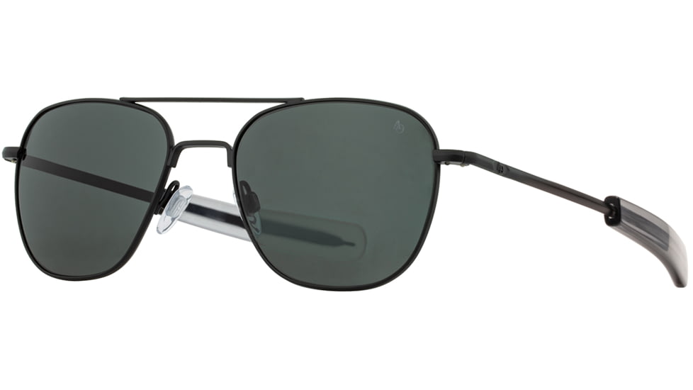 AO Original Pilot Sunglasses, Black Frame, 57 mm True Color Gray AOLite Nylon Lenses, Bayonet Temple, Polarized, 738921562238