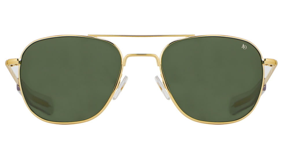 AO Original Pilot Sunglasses, Gold Frame, 55 mm Calobar Green SkyMaster Glass Lenses, Bayonet Temple,738921549444