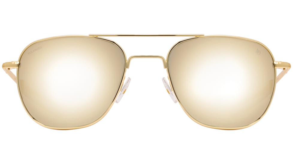 AO Original Pilot Sunglasses, Gold Frame, 55 mm SunFlash Gold Mirror SkyMaster Glass Lenses, Bayonet Temple, Polarized, 738921564553