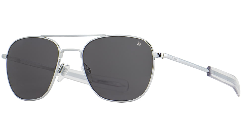 AO Original Pilot Sunglasses, Silver Frame, 57 mm True Color Gray AOLite Nylon Lenses, Bayonet Temple,738921550020