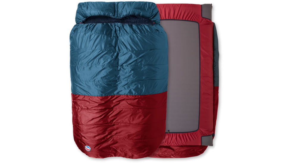 Big Agnes Sleepy Bear 35 Doublewide Speeping Bag, 35 Fahrenheit/ 2 Celsius, 2-Person, Fits Up To 6 ft 6 in/ 198 cm, Blue/Red, BDWSB3521