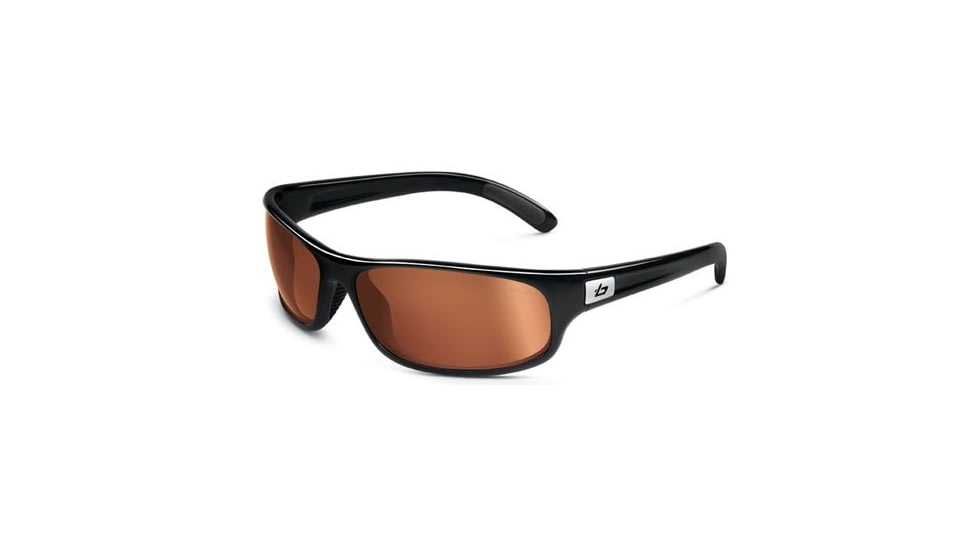 Bolle Anaconda Sunglasses, Shiny Black Frame, Modulator Brown Lens, Polarized, 10986