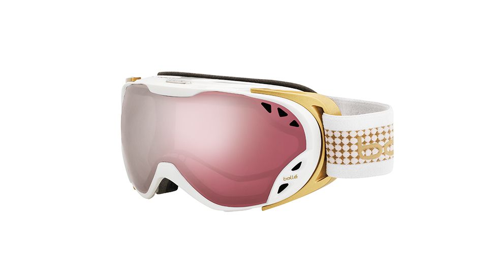 Bolle Duchess Ski/Snowboard Goggles,White and Gold Frame,Vermillon Gun Lens 21138