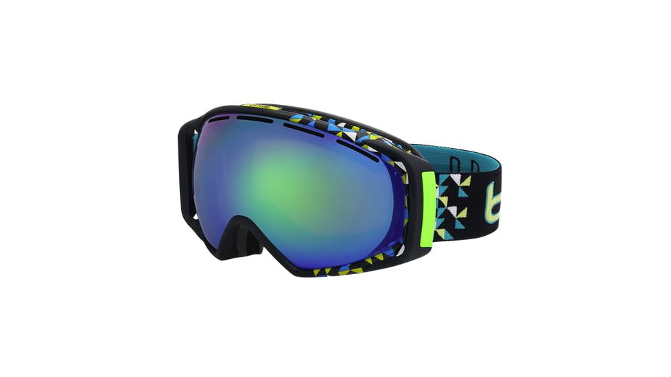 Bolle Gravity Ski/Snowboard Goggles,Black Diagonal Frame,Green Emerald Lens 21154