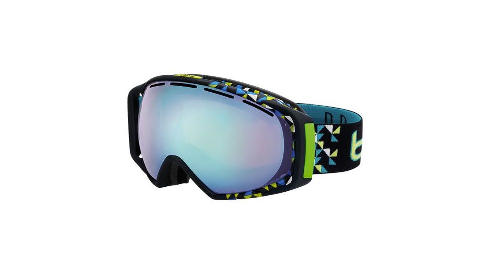 Bolle Gravity Ski/Snowboard Goggles,Black Diagonal Frame,Photochromic Modulator Vermillon Blue Lens 21151