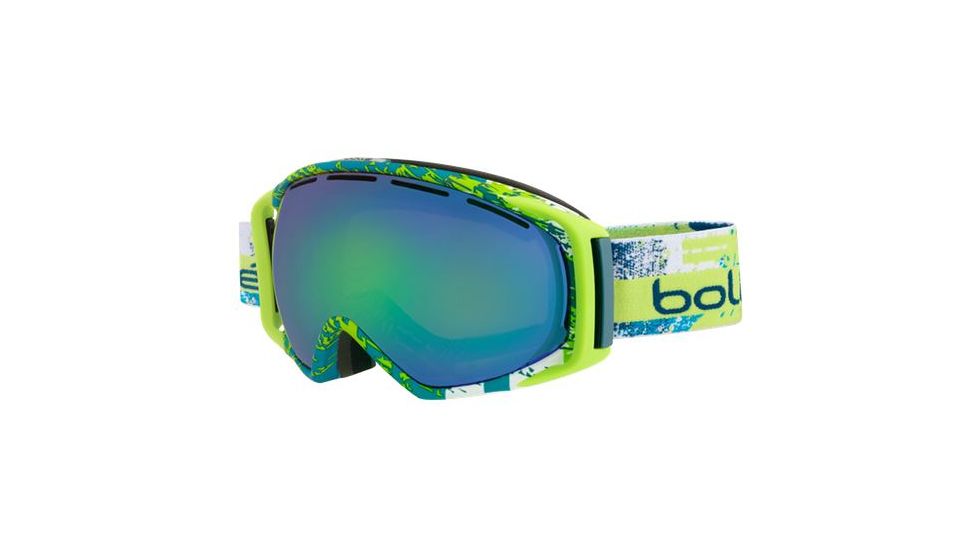 Bolle Gravity Ski/Snowboard Goggles,Matte Lime Zenith Frame,Green Emerald Lens 21383