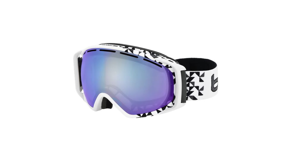 Bolle Gravity Ski/Snowboard Goggles,White Diagonal Frame,Photochromic Modulator Light Control Lens 21150
