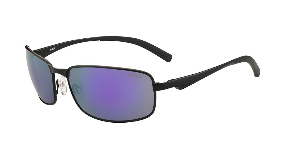 Bolle Key West Sunglasses, Matte Black Frame, Blue Violet Lens, 11957