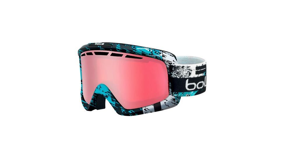 Bolle Nova II Ski/Snowboard Goggles,Matte Black and Blue Frame,Vermillon Gun Lens 21387