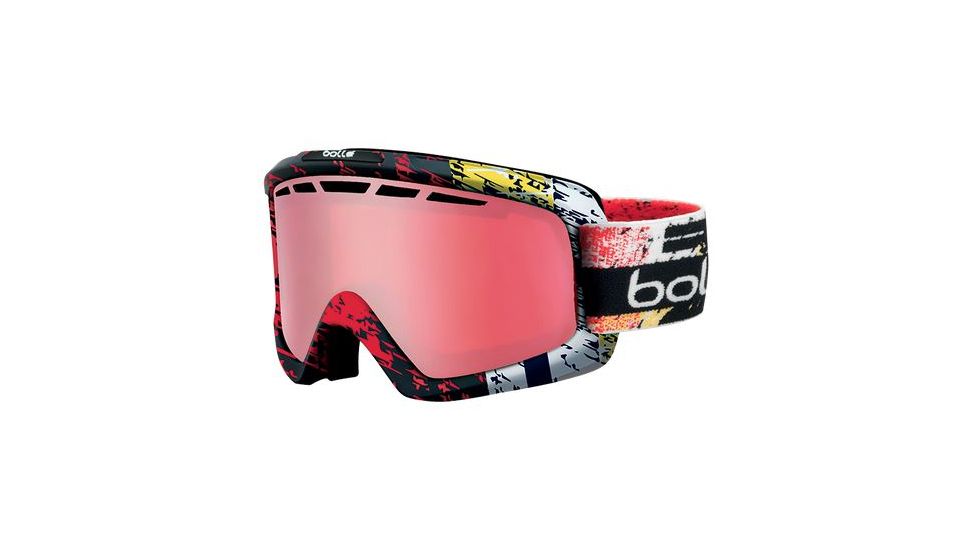 Bolle Nova II Ski/Snowboard Goggles,Matte Black and Red Frame,Polarized Vermillon Lens 21386