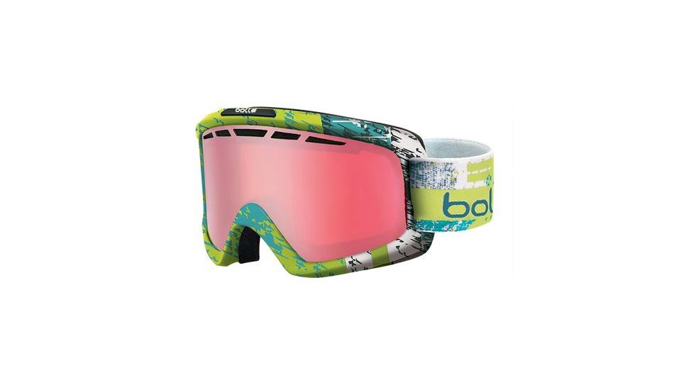 Bolle Nova II Ski/Snowboard Goggles,Matte Lime and Teal Frame,Vermillon Gun Lens 21388