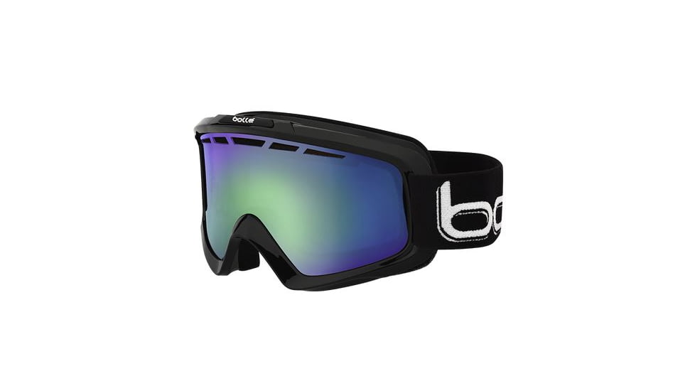 Bolle Nova II Ski/Snowboard Goggles,Shiny Black Frame,Green Emerald Lens 21074