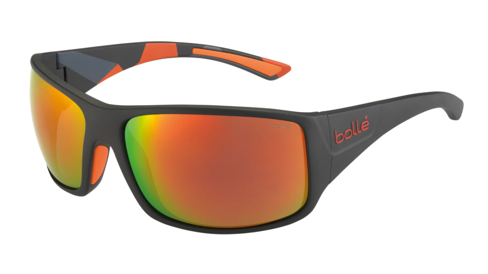 Bolle Tigersnake Sunglasses,Matte Black/Camo Frame,Polarized Fire OLEO AF Rectangle Lens 12130