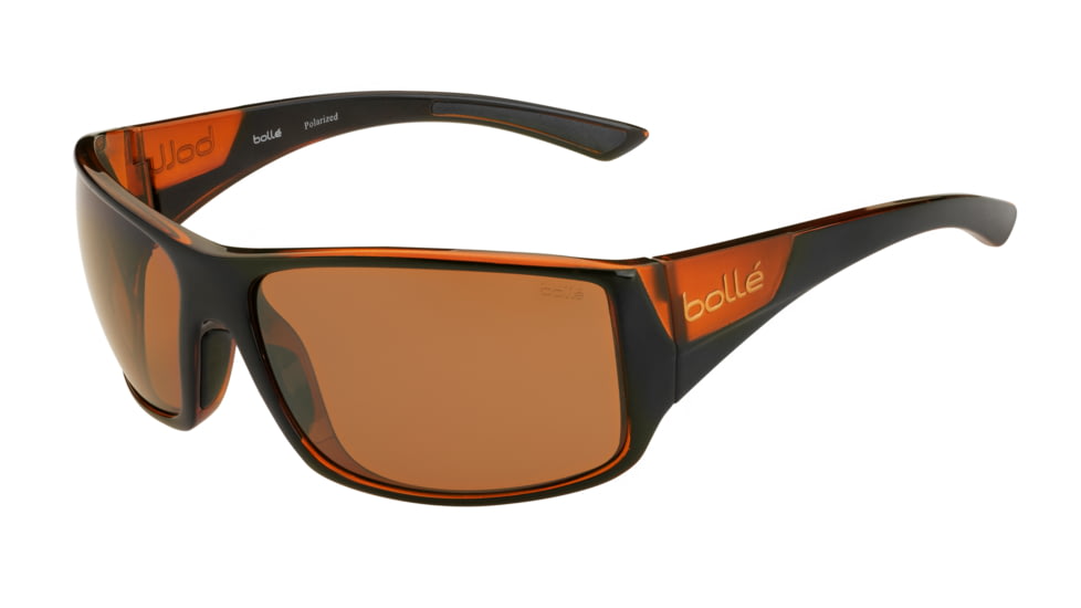 Bolle Tigersnake Sunglasses,Shiny Black/Matte Brown Frame,Sandstone Gun Oleo AF Lens,Polarized,11929