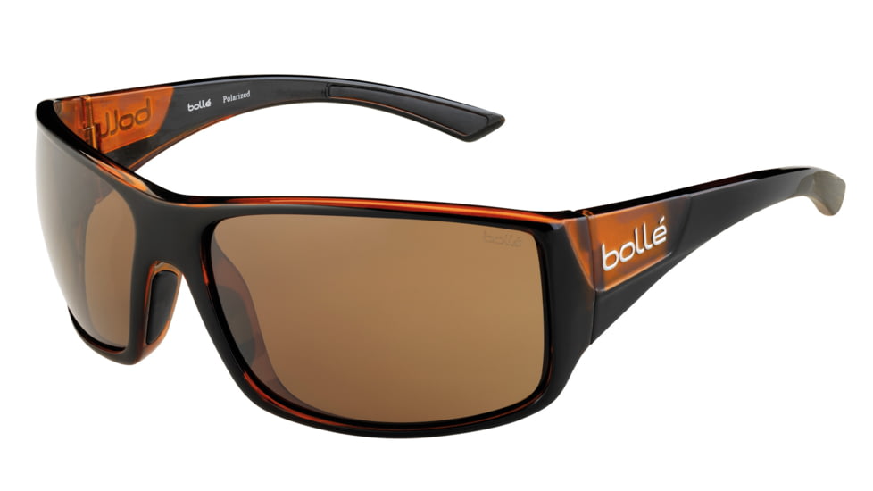 Bolle Tigersnake Sunglasses, Shiny Black/Matte Brown Frame, TLB Dark Rectangle Lens, 12134