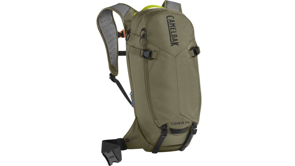CamelBak T.O.R.O. Protector 14 Mountain Biking Backpack, Burnt Olive/Lime Punch, 11L, 1479302000