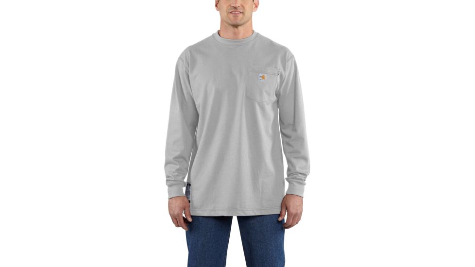 Carhartt Flame-Resistant Force Cotton Long Sleeve T-Shirt, Light Gray, Small/Regular 100235-051-REG-S