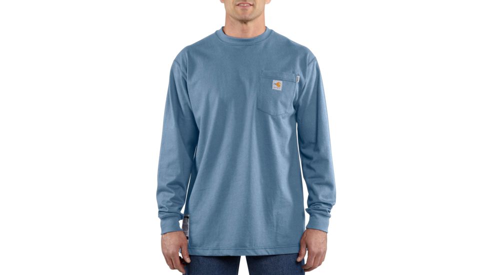 Carhartt Flame-Resistant Force Cotton Long Sleeve T-Shirt, Medium Blue, Small/Regular 100235-465-REG-S