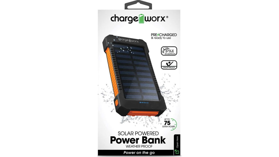 Chargeworx 10000mAh Solar Powered Power Bank — CampSaver