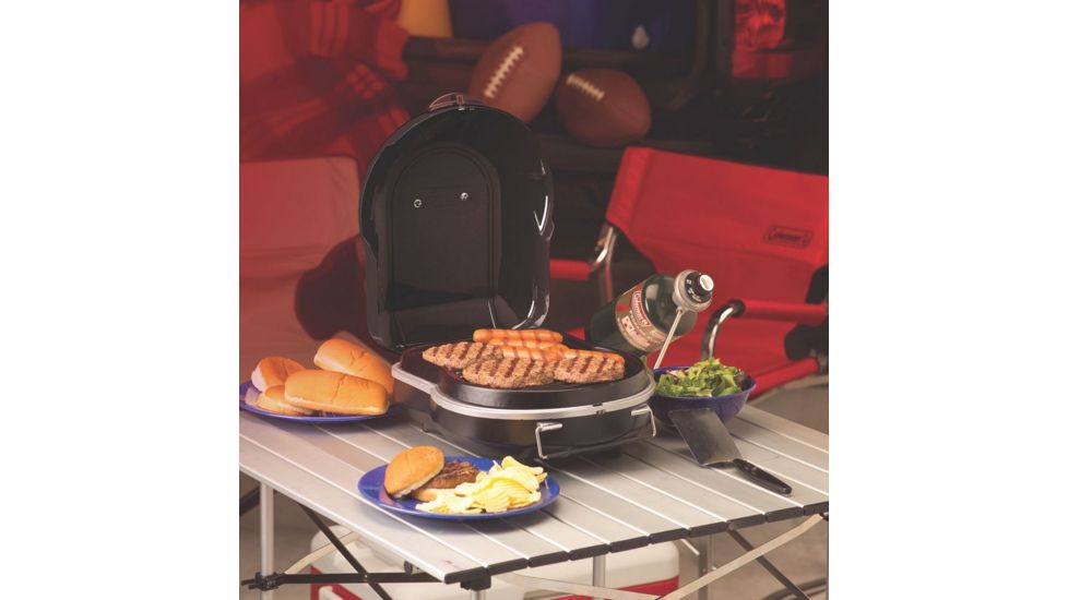 Coleman Fold N Go Propane Grill, Built In Handle, 6,000 BTU, Black, 105 Sq In Cooking Area 2000020926