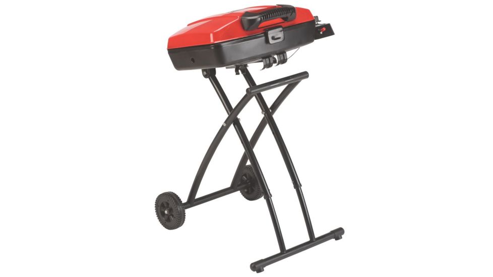 Coleman Sportster Propane Grill, Collapsible Stand W/ Wheels, 11,000 BTU, Red, 225 Sq In Cooking Area, 2000038233
