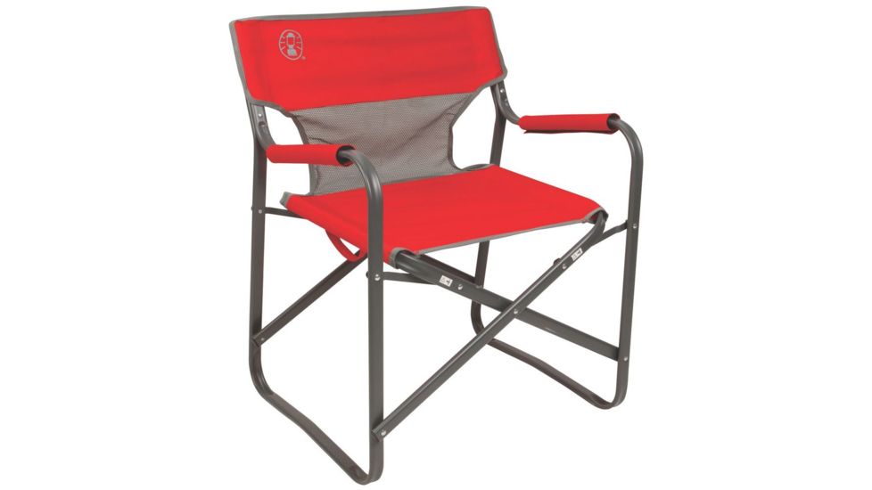 Coleman Steel Deck Chair, Supports up to 300 lbs,, Red, Seat 20.5 in 2000019421