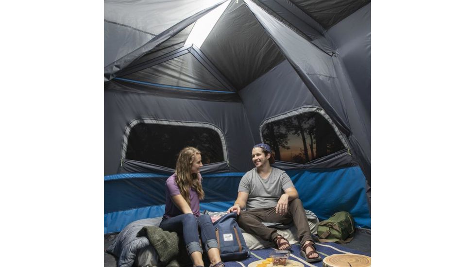 Core Equipment Lighted 10 Person Instant Cabin Tent w/Screen Room, Green/Gray, 14 x 14.5 ft, 40063
