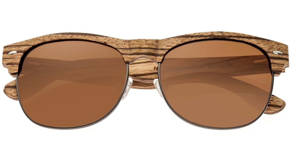 Earth Wood Moonstone Sunglasses, Zebra Frame, Brown Lens, Polarized, One Size, ESG017ZR