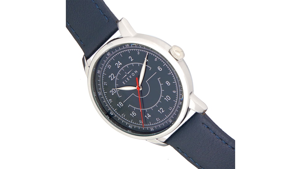 Elevon Gauge Leather-Band Watch - Mens, Navy/Navy, One Size, ELE122-3
