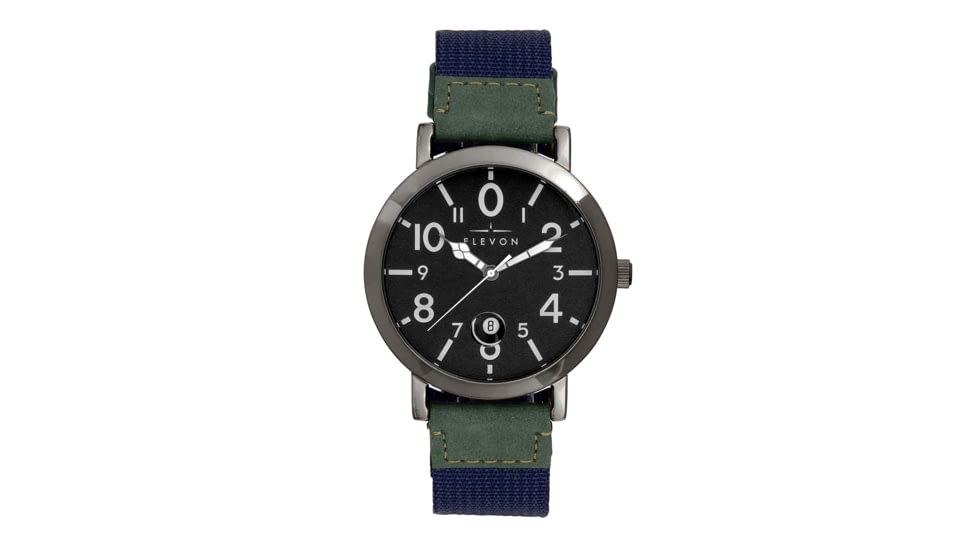 Elevon Mach 5 Canvas-Band Watch w/Date - Mens, Black/Blue, One Size, ELE123-4