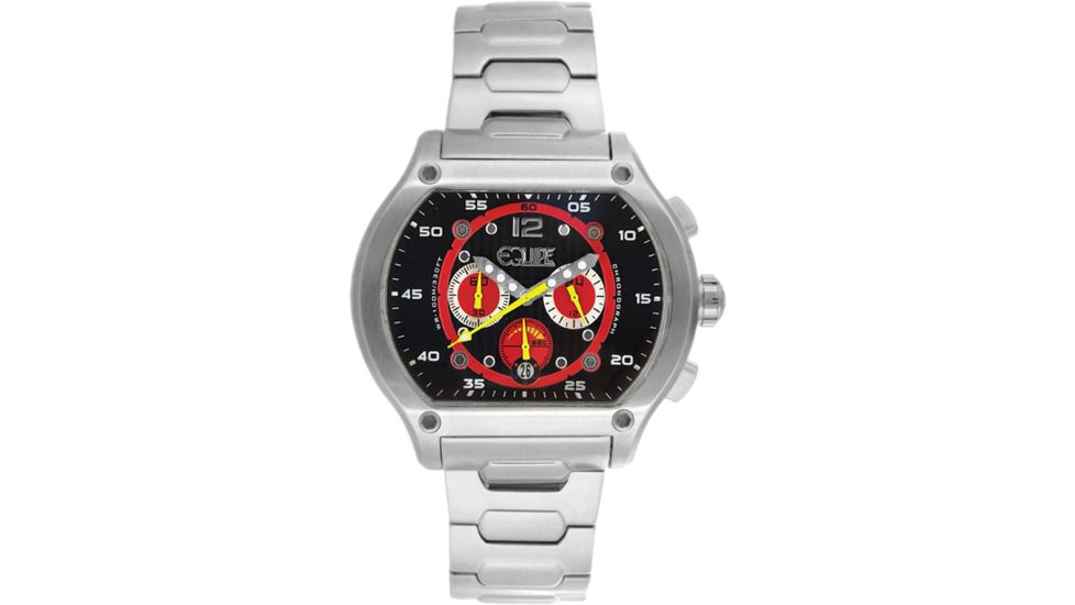 Equipe E709 Dash Watches - Men's - 48mm Case, Quartz Movement, Silver/Red, One Size, EQUE709