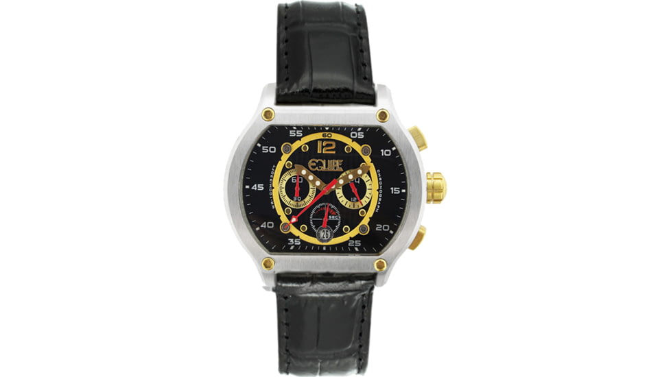 Equipe E714 Dash Watches - Men's - 48mm Case, Quartz Movement, Black/Yellow/Rose Gold, One Size, EQUE714