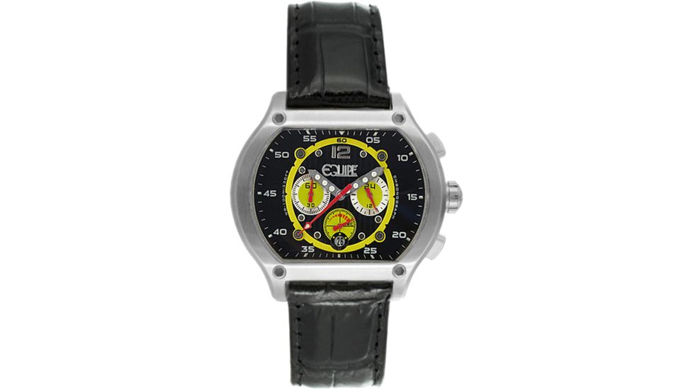 Equipe E718 Dash Watches - Men's - 48mm Case, Quartz Movement, Black/Yellow, One Size, EQUE718