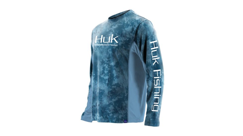 HUK Performance Fishing Icon Camo LS Tops, Long Sleeve - Mens, Flow, Large, H1200143-455-L