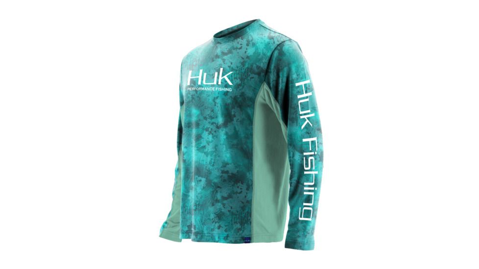HUK Performance Fishing Icon Camo LS Tops, Long Sleeve - Mens, Shallows, Large, H1200143-365-L